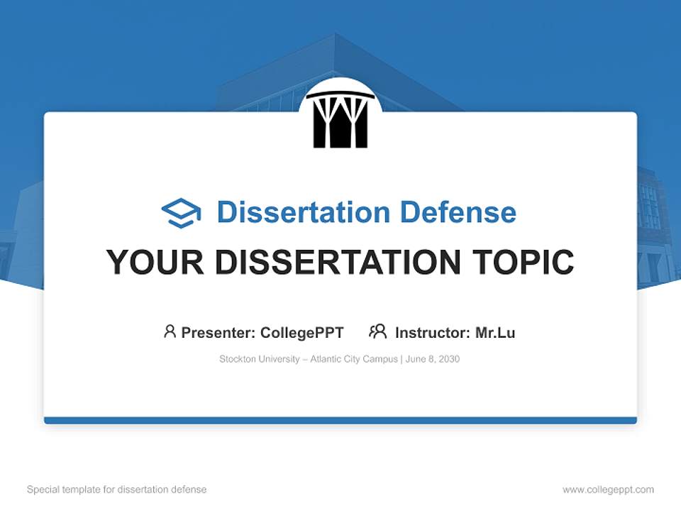 Stockton University – Atlantic City Campus Graduation Thesis Defense PPT Template4:3 ratio PPT effect preview image7