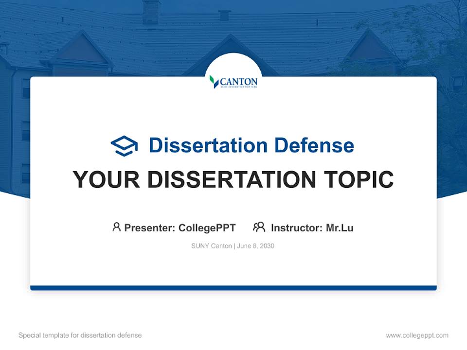 SUNY Canton Graduation Thesis Defense PPT Template4:3 ratio PPT effect preview image7