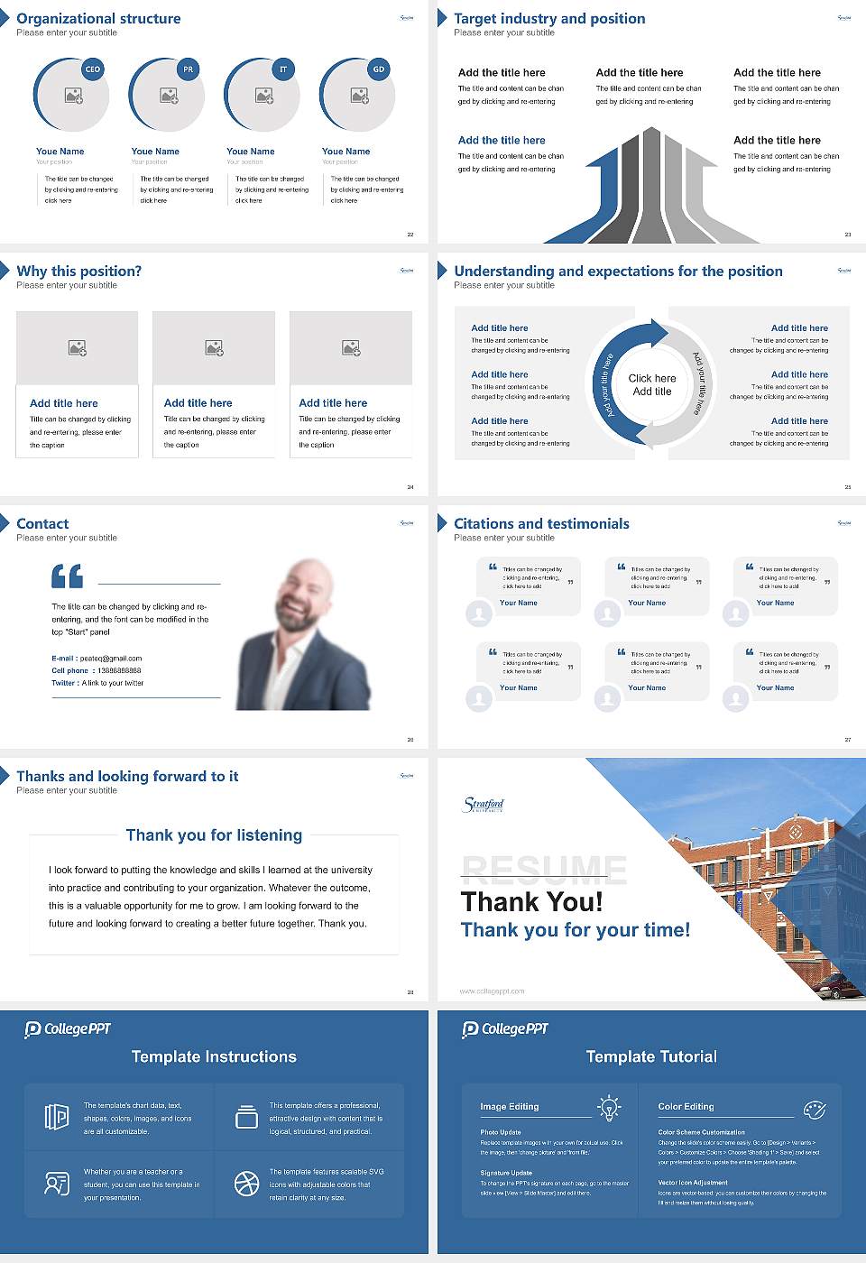 Stratford University Resume PPT Template16:9 ratio PPT effect preview image4