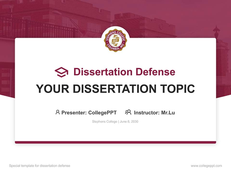 Stephens College Graduation Thesis Defense PPT Template4:3 ratio PPT effect preview image7
