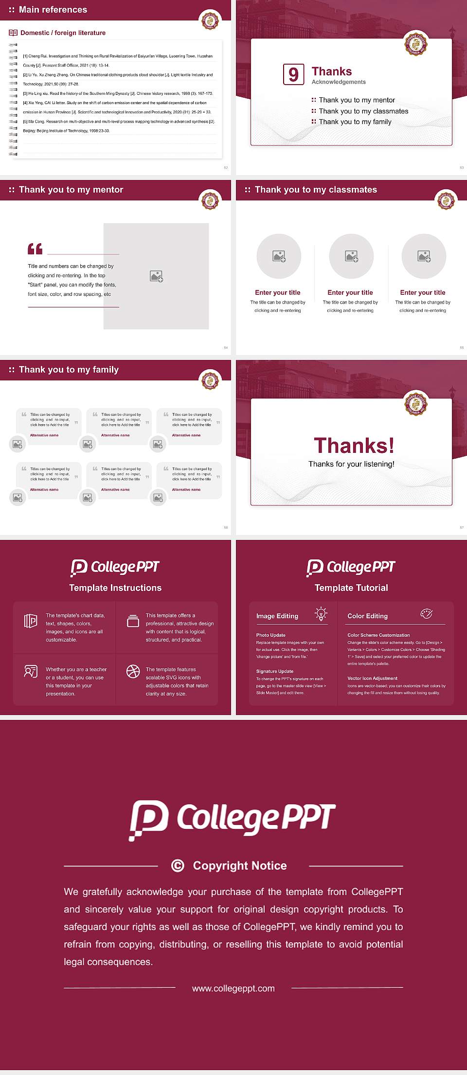 Stephens College Graduation Thesis Defense PPT Template4:3 ratio PPT effect preview image7