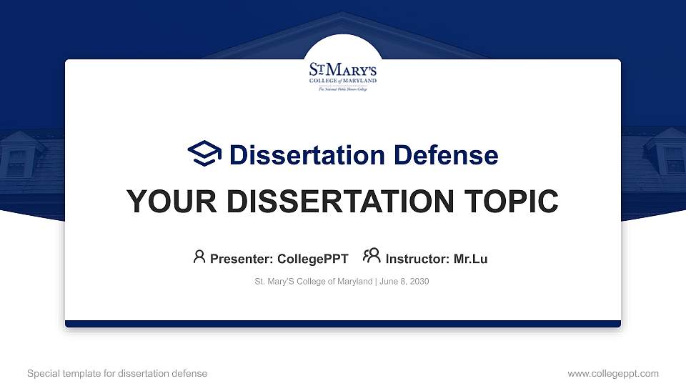 St. Mary’S College of Maryland Graduation Thesis Defense PPT Template16:9 ratio PPT effect preview image
