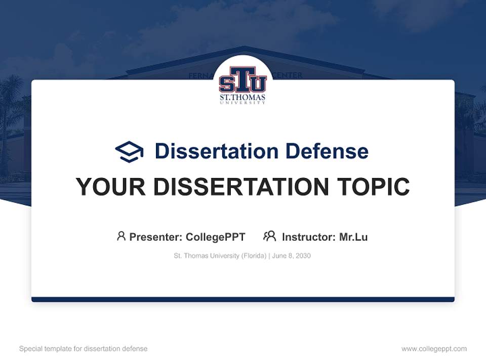 St. Thomas University (Florida) Graduation Thesis Defense PPT Template4:3 ratio PPT effect preview image7