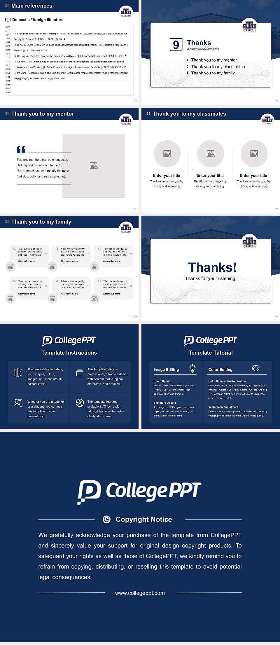 St. Thomas University (Florida) Graduation Thesis Defense PPT Template4:3 ratio PPT effect preview image7