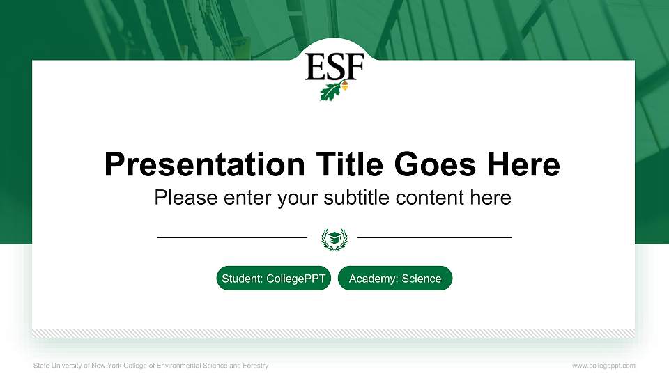 State University of New York College of Environmental Science and Forestry National Scholarship Defense PPT Template16:9 ratio PPT effect preview image