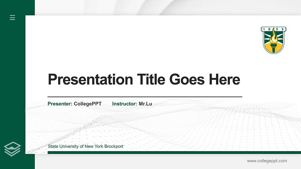 State University of New York Brockport Thesis Proposal/Graduation Defense PPT Template16:9 ratio PPT effect preview image