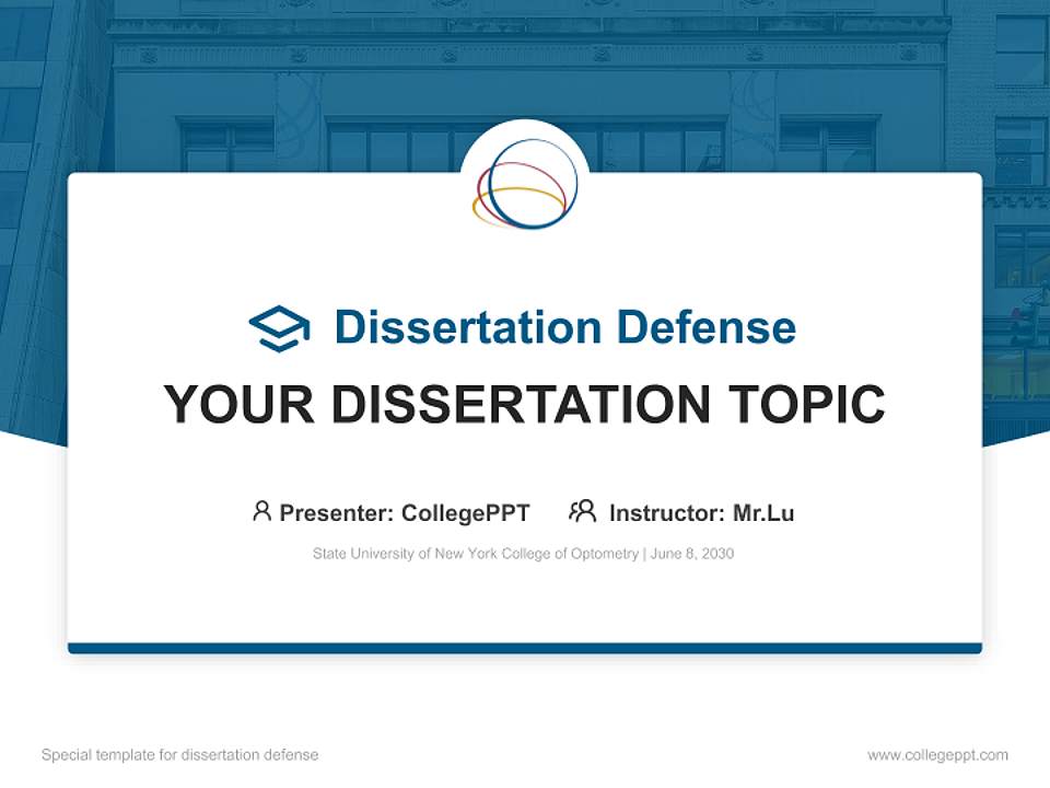 State University of New York College of Optometry Graduation Thesis Defense PPT Template4:3 ratio PPT effect preview image7