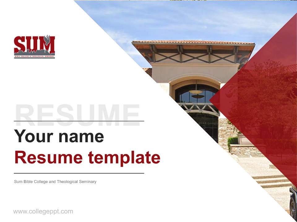 Sum Bible College and Theological Seminary Resume PPT Template4:3 ratio PPT effect preview image5