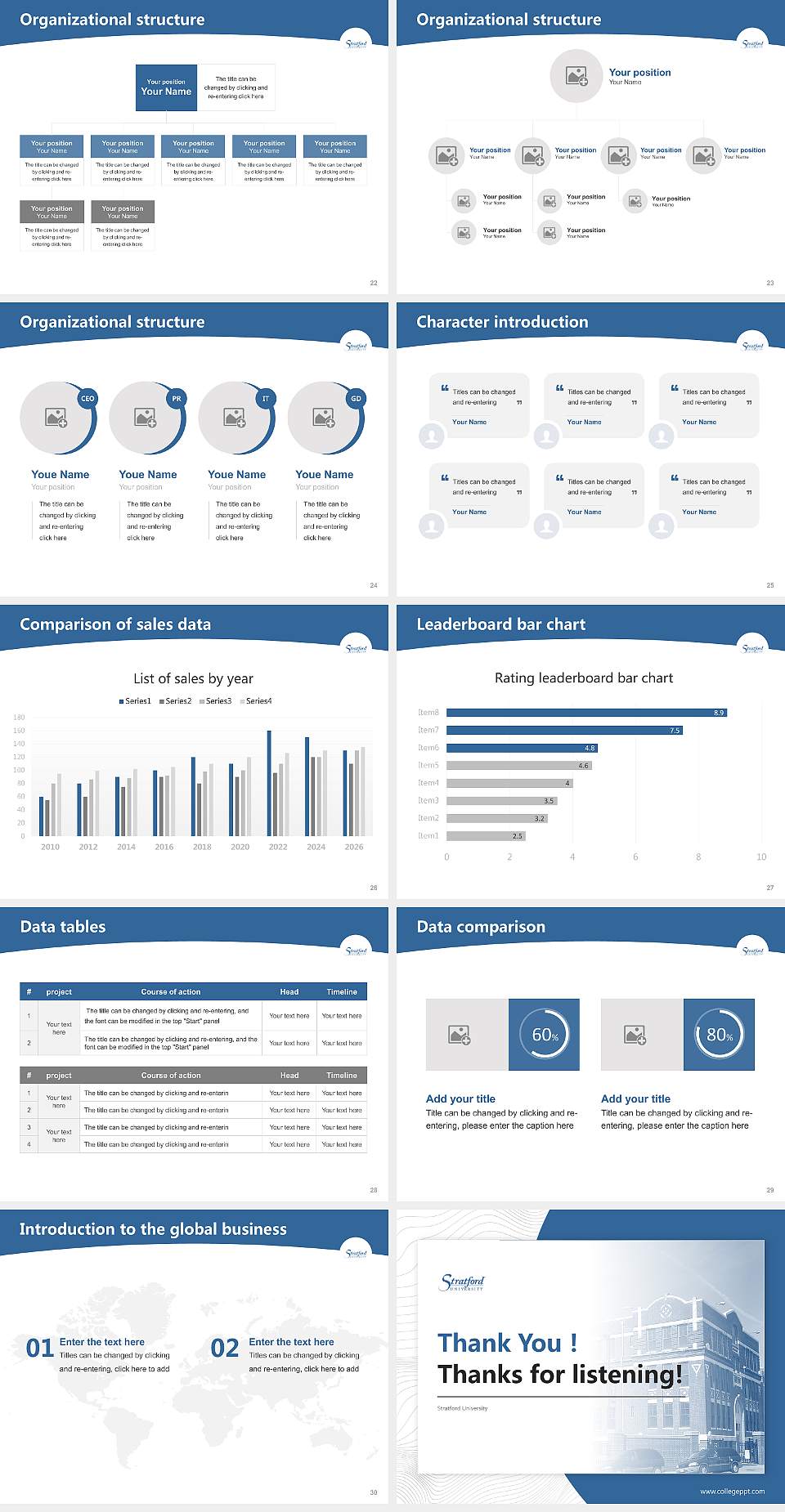 Stratford University Academic Presentation/Research Findings Report PPT Template4:3 ratio PPT effect preview image4
