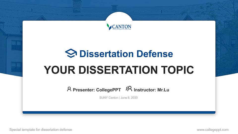 SUNY Canton Graduation Thesis Defense PPT Template16:9 ratio PPT effect preview image