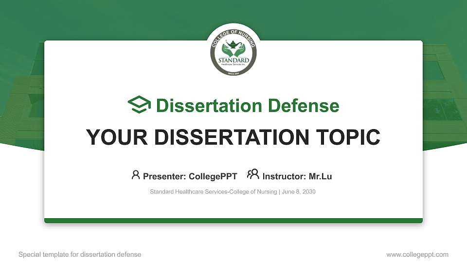 Standard Healthcare Services-College of Nursing Graduation Thesis Defense PPT Template16:9 ratio PPT effect preview image