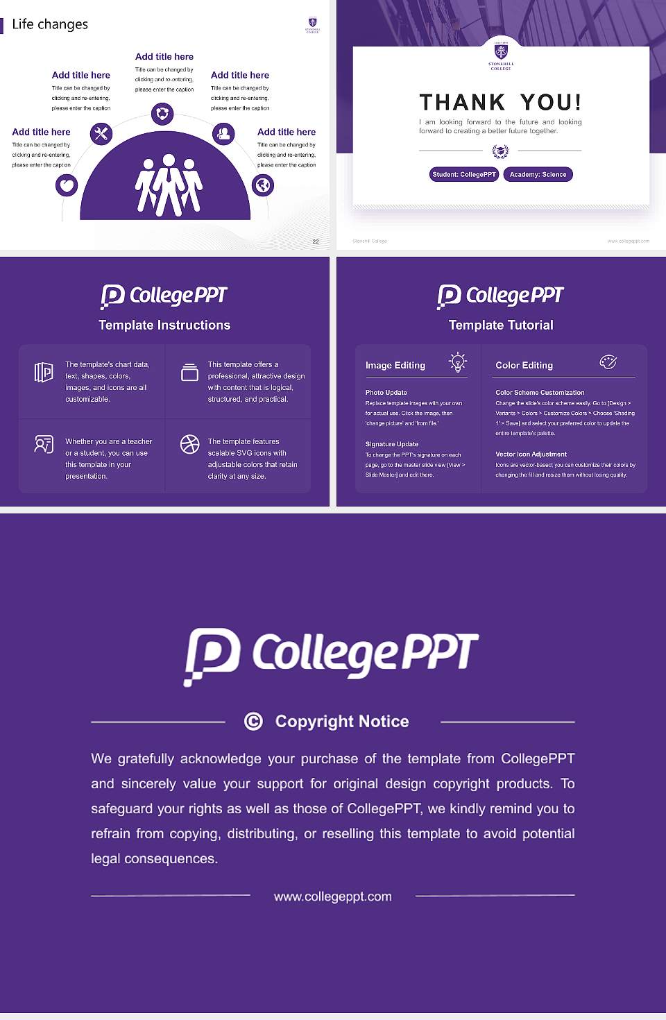 Stonehill College National Scholarship Defense PPT Template4:3 ratio PPT effect preview image4