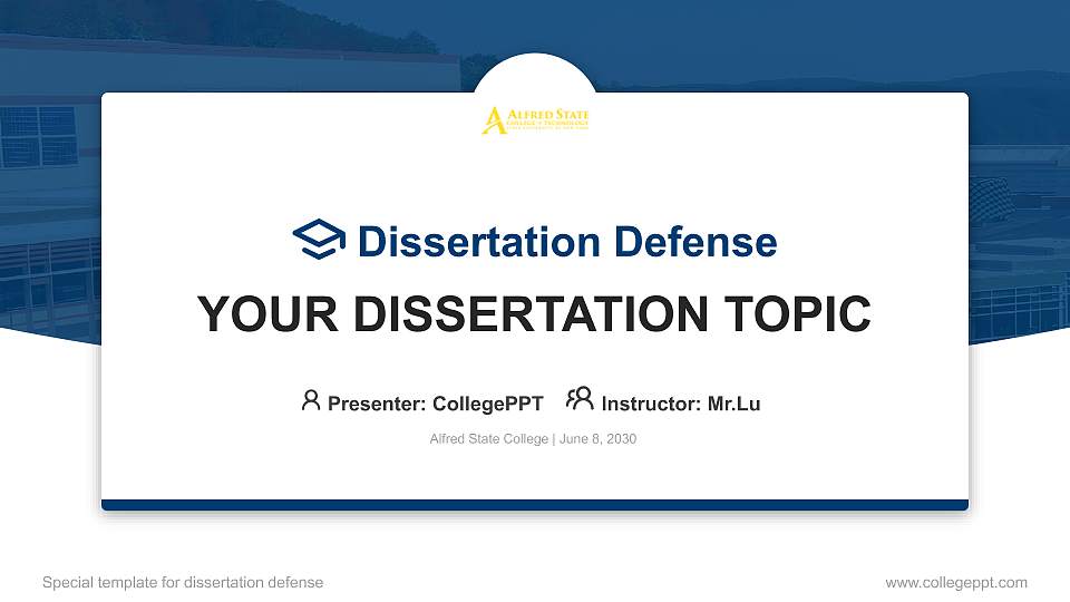 Alfred State College Graduation Thesis Defense PPT Template16:9 ratio PPT effect preview image