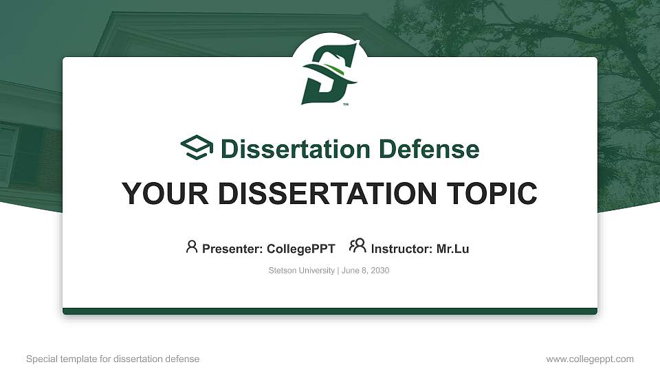 Stetson University Graduation Thesis Defense PPT Template16:9 ratio PPT effect preview image