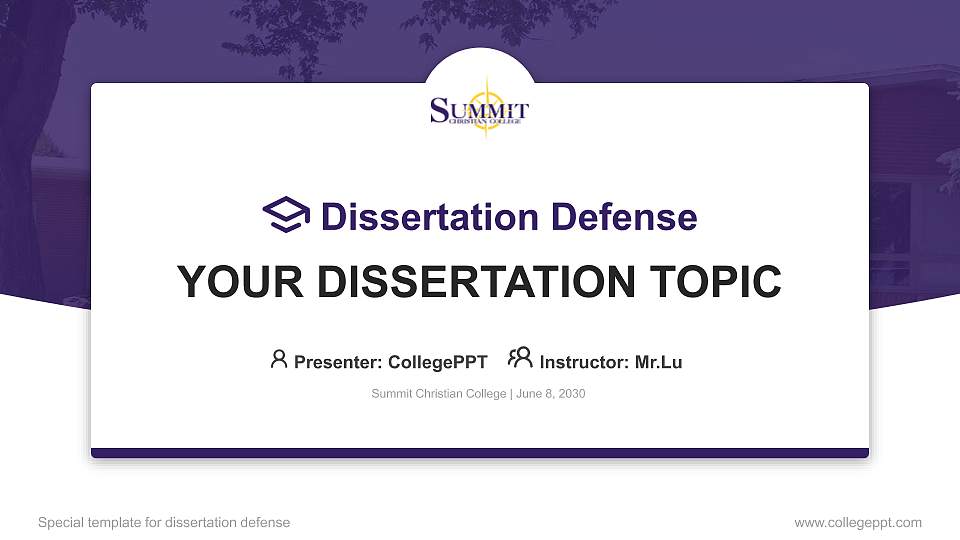 Summit Christian College Graduation Thesis Defense PPT Template16:9 ratio PPT effect preview image