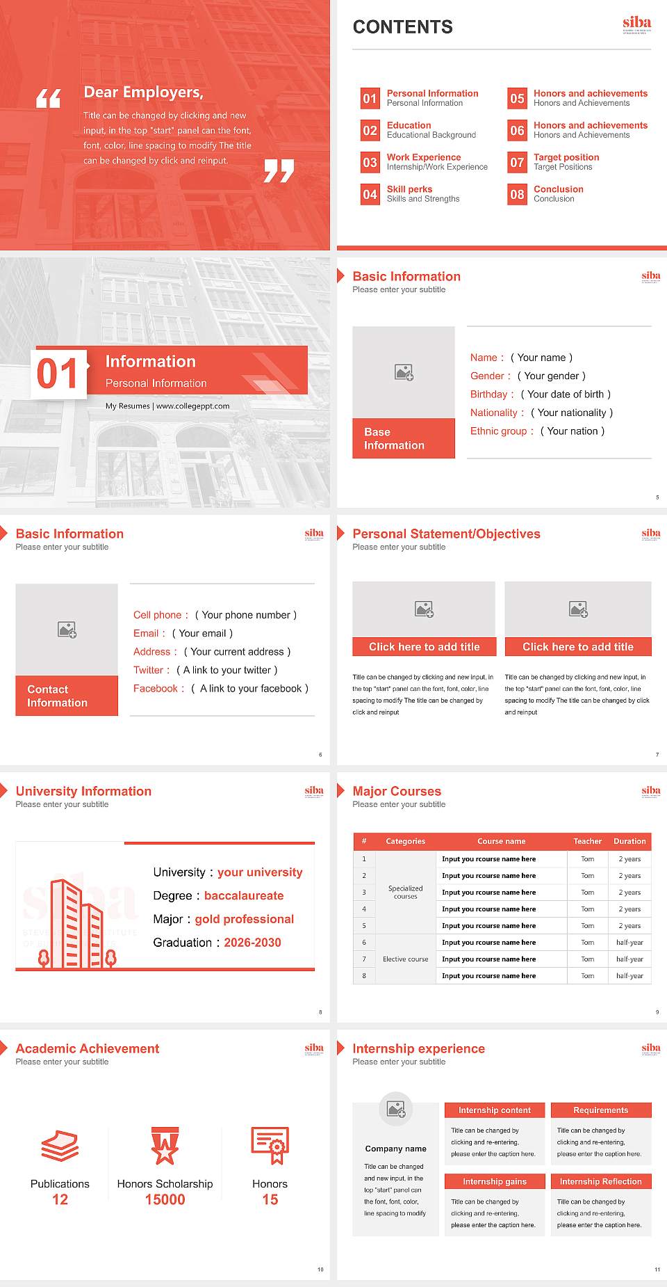 Stevens-The Institute of Business & Arts Resume PPT Template4:3 ratio PPT effect preview image2