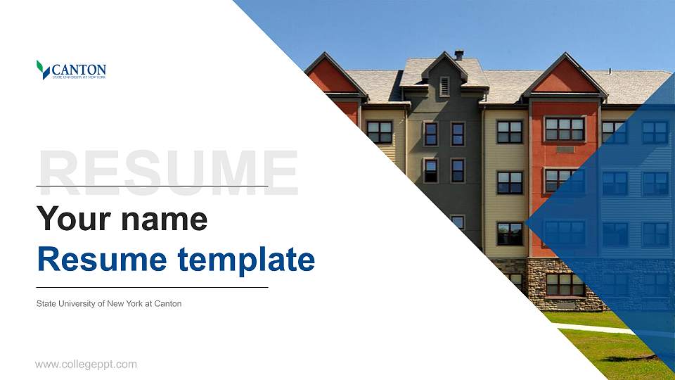 State University of New York at Canton Resume PPT Template16:9 ratio PPT effect preview image