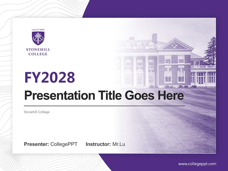 Stonehill College Academic Presentation/Research Findings Report PPT Template4:3 ratio PPT effect preview image5