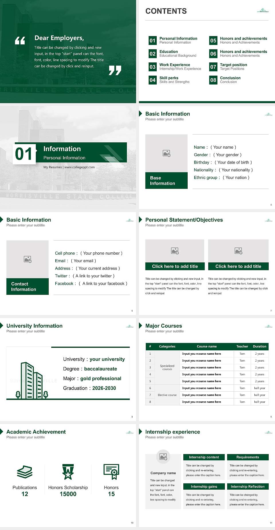 State University of New York at Morrisville Resume PPT Template4:3 ratio PPT effect preview image2