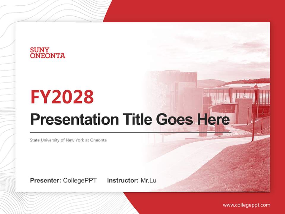 State University of New York at Oneonta Academic Presentation/Research Findings Report PPT Template4:3 ratio PPT effect preview image5