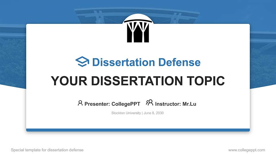 Stockton University Graduation Thesis Defense PPT Template16:9 ratio PPT effect preview image