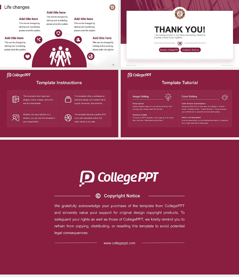 Stephens College National Scholarship Defense PPT Template16:9 ratio PPT effect preview image4