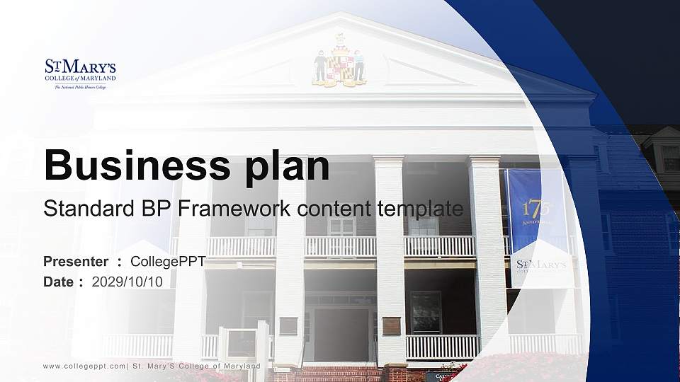 St. Mary’S College of Maryland Competition/Entrepreneurship Contest PPT Template16:9 ratio PPT effect preview image