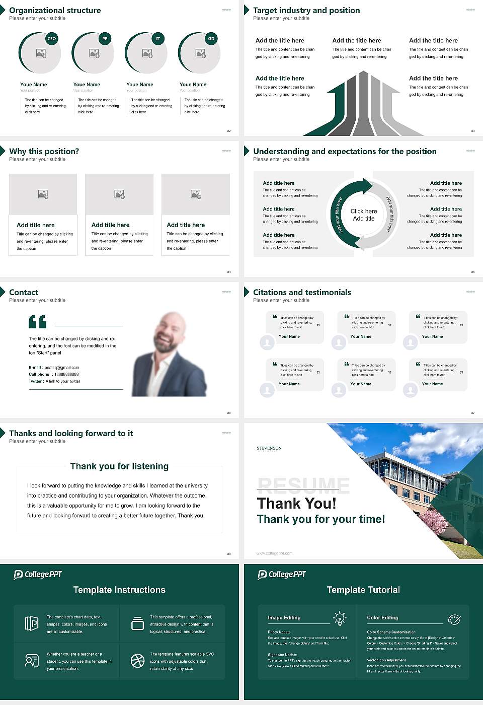 Stevenson University Resume PPT Template16:9 ratio PPT effect preview image4