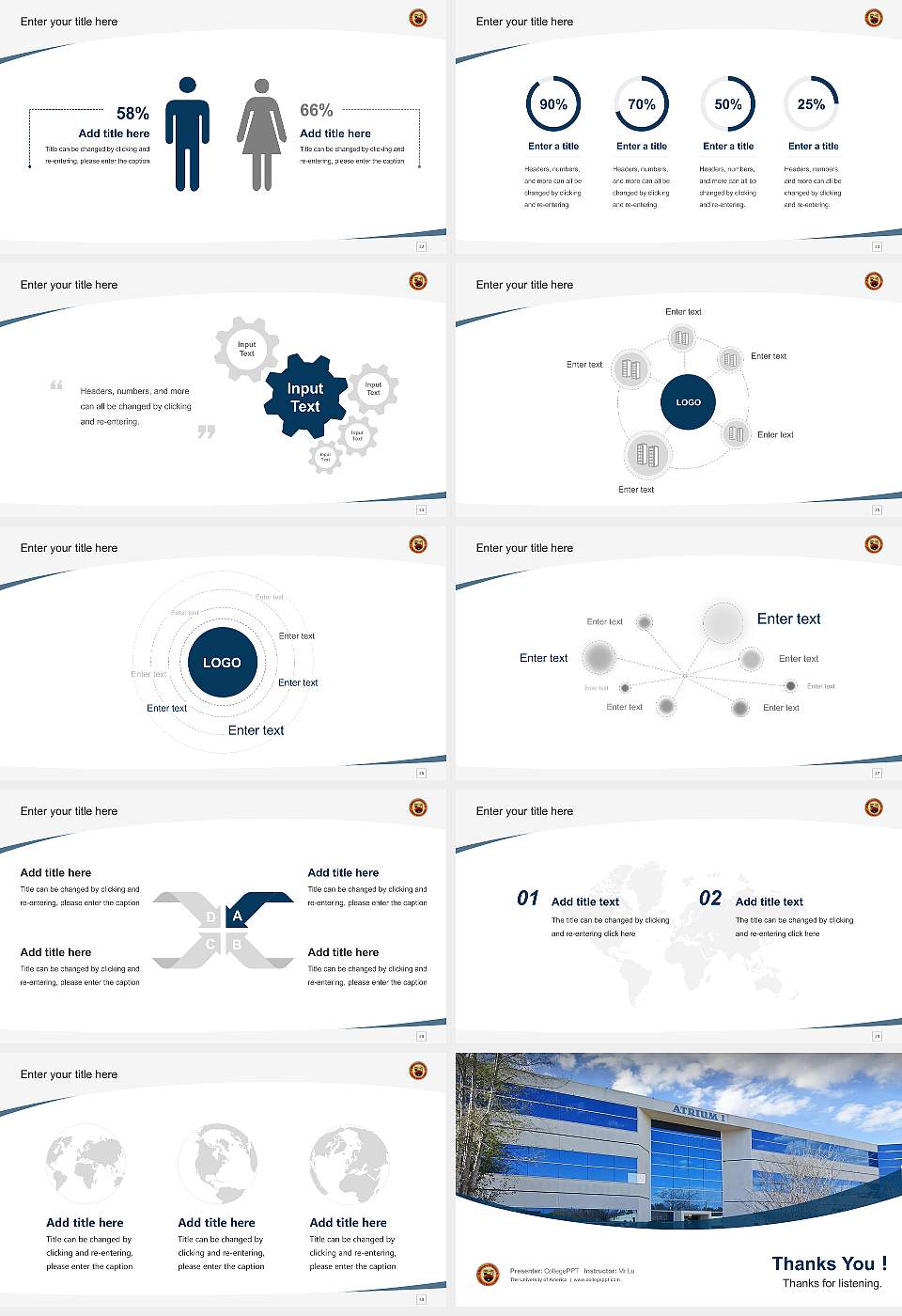 The University of America Course/Courseware Creation PPT Template16:9 ratio PPT effect preview image4
