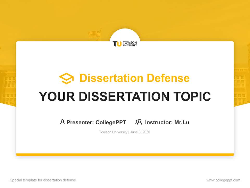 Towson University Graduation Thesis Defense PPT Template4:3 ratio PPT effect preview image7