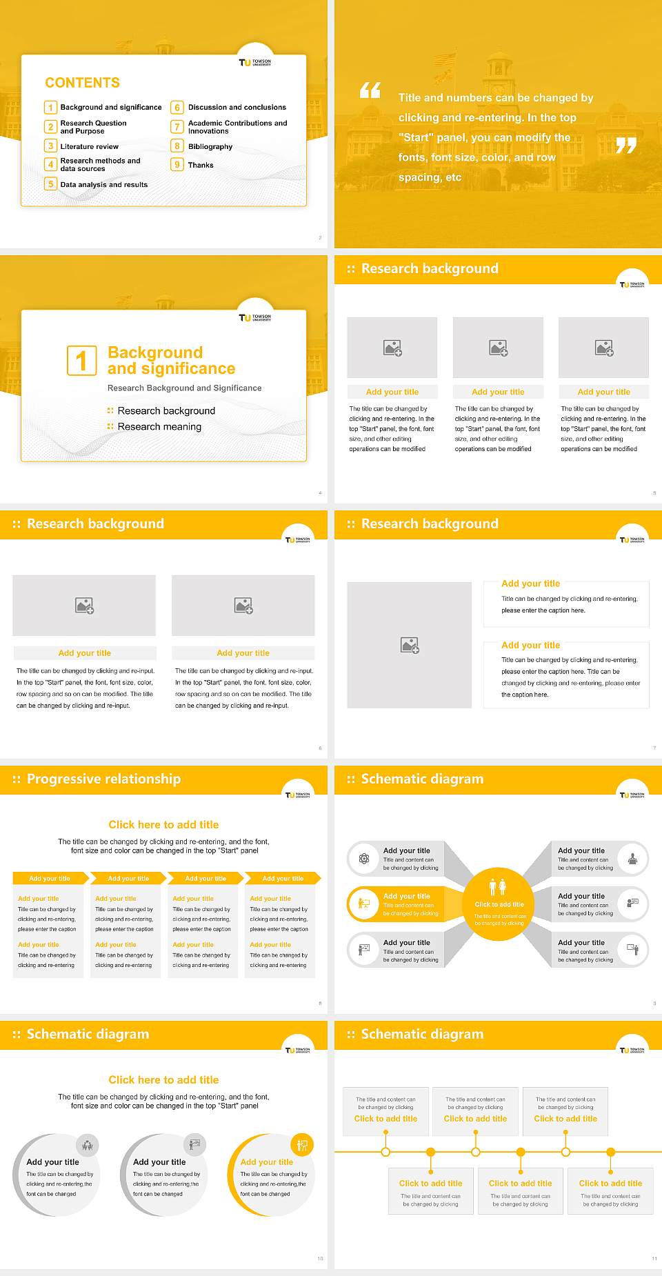 Towson University Graduation Thesis Defense PPT Template4:3 ratio PPT effect preview image2