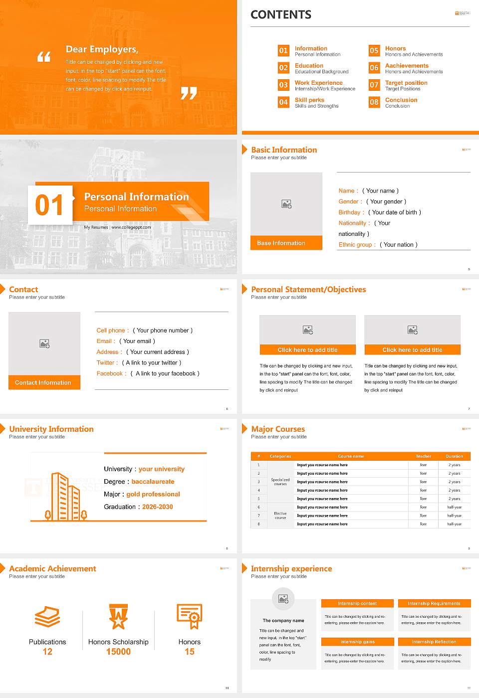 The University of Tennessee-Knoxville Resume PPT Template16:9 ratio PPT effect preview image2