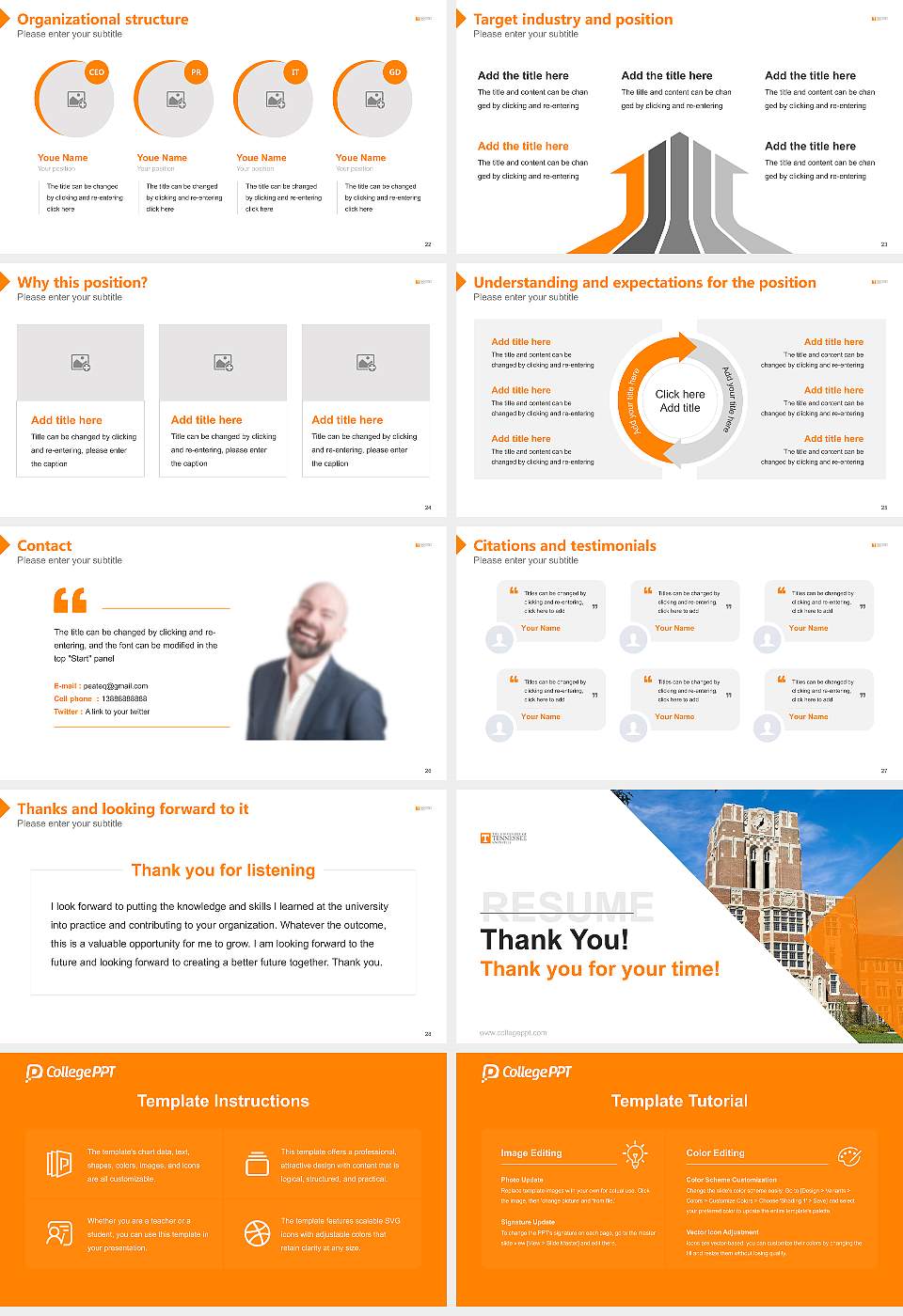 The University of Tennessee-Knoxville Resume PPT Template16:9 ratio PPT effect preview image4