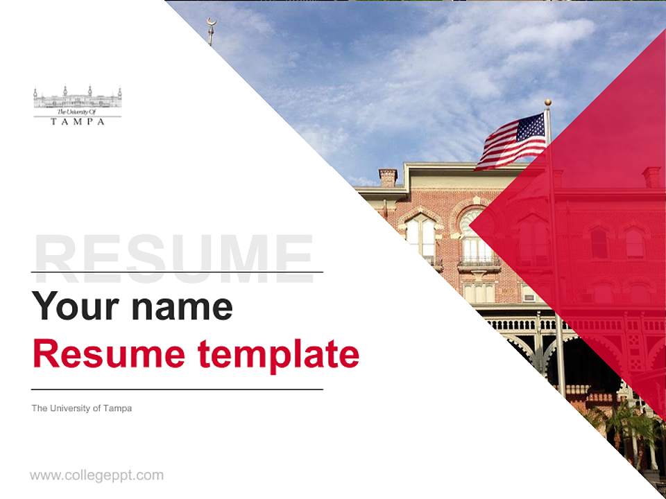 The University of Tampa Resume PPT Template4:3 ratio PPT effect preview image5