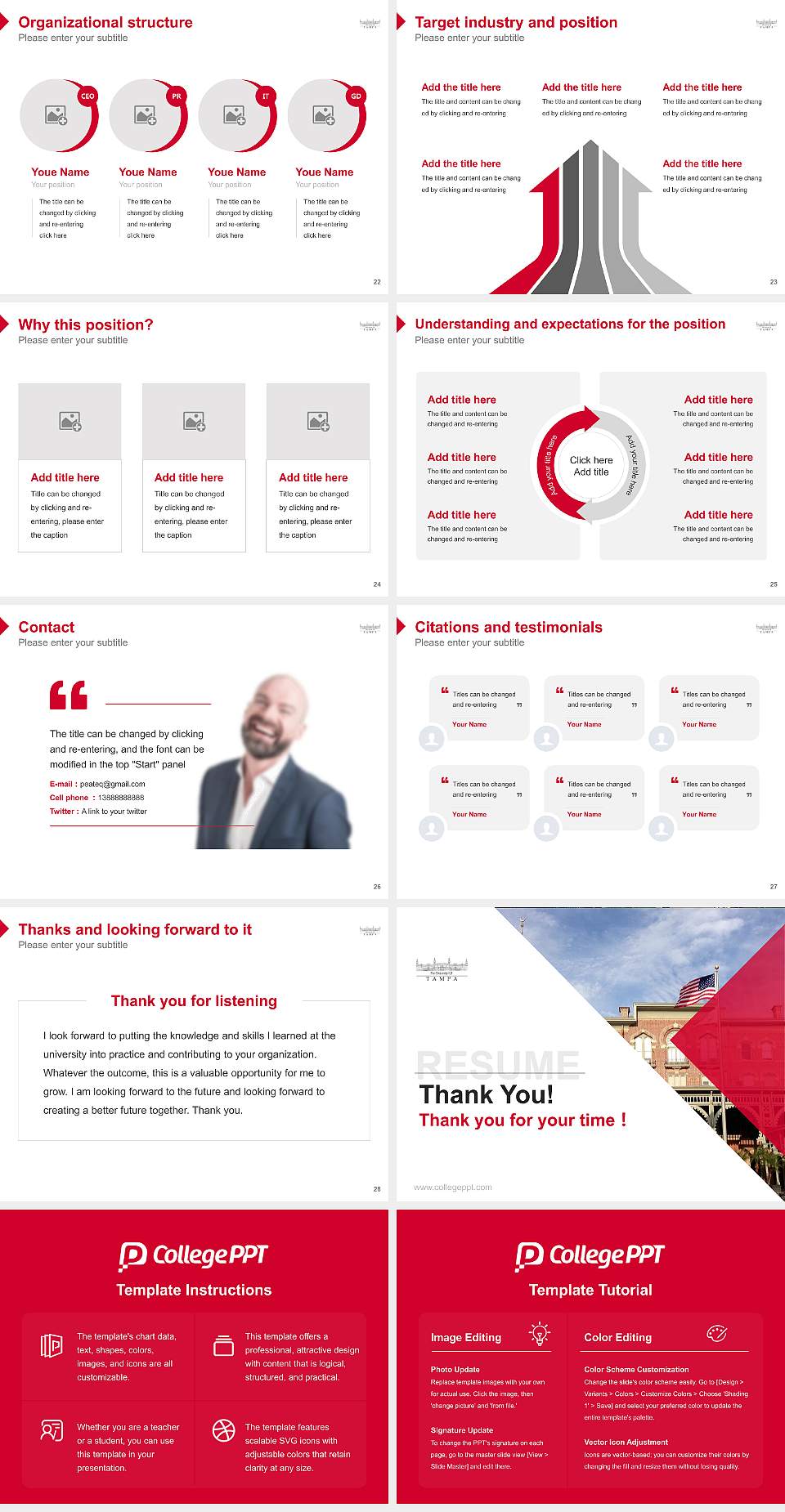 The University of Tampa Resume PPT Template4:3 ratio PPT effect preview image4