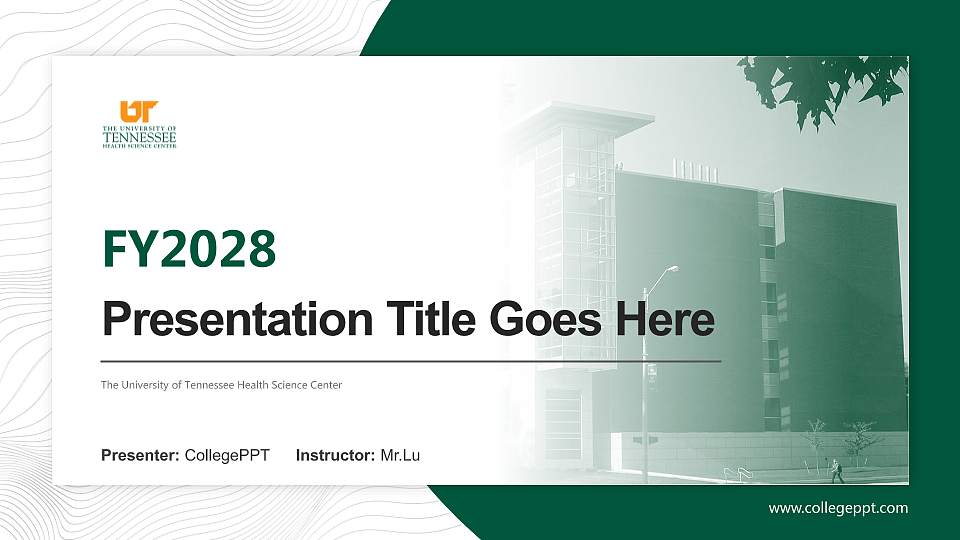 The University of Tennessee Health Science Center Academic Presentation/Research Findings Report PPT Template16:9 ratio PPT effect preview image