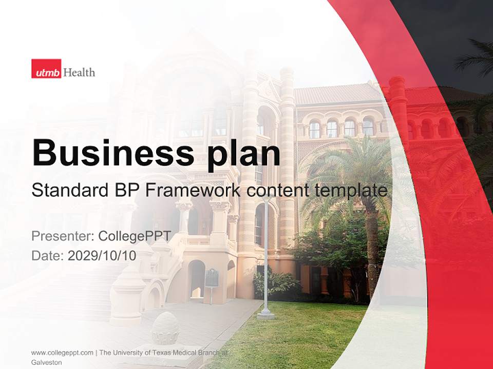 The University of Texas Medical Branch at Galveston Competition/Entrepreneurship Contest PPT Template4:3 ratio PPT effect preview image9