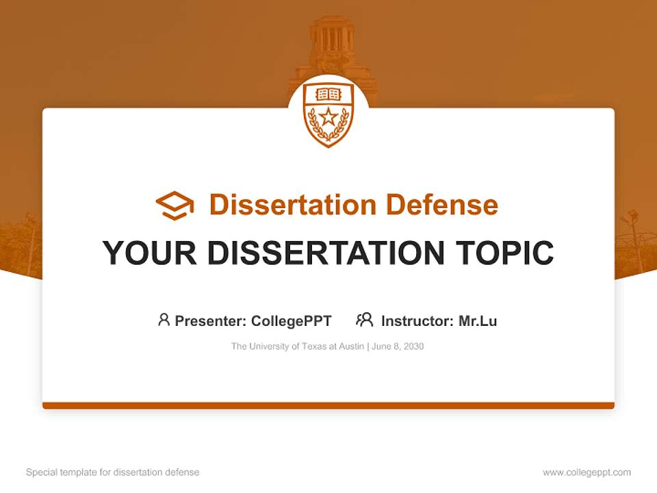 The University of Texas at Austin Graduation Thesis Defense PPT Template4:3 ratio PPT effect preview image7