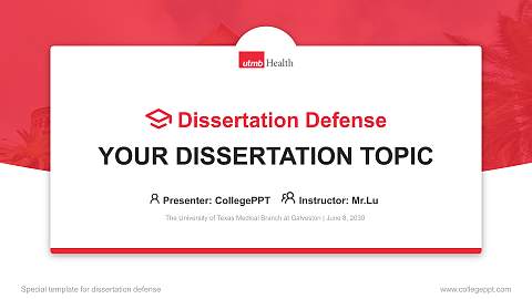 The University of Texas Medical Branch at Galveston Graduation Thesis Defense PPT Template