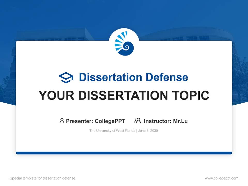 The University of West Florida Graduation Thesis Defense PPT Template4:3 ratio PPT effect preview image7