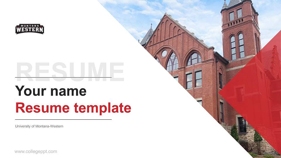 University of Montana-Western Resume PPT Template16:9 ratio PPT effect preview image