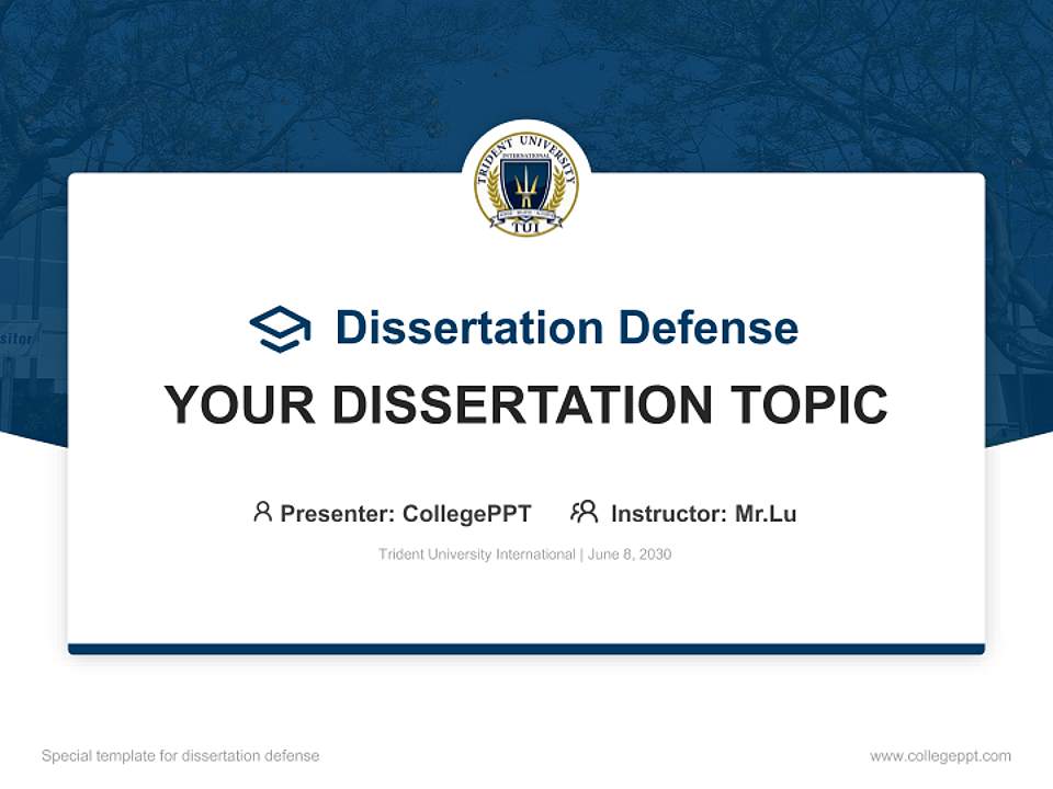 Trident University International Graduation Thesis Defense PPT Template4:3 ratio PPT effect preview image7