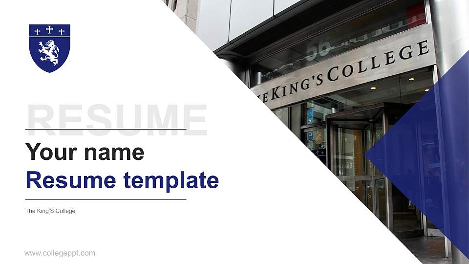 The King’S College Resume PPT Template16:9 ratio PPT effect preview image