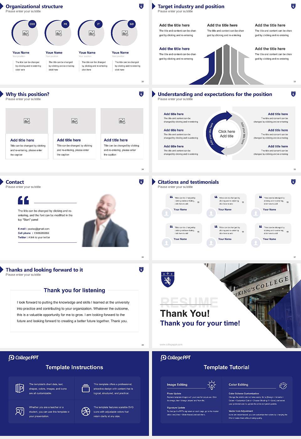 The King’S College Resume PPT Template16:9 ratio PPT effect preview image4