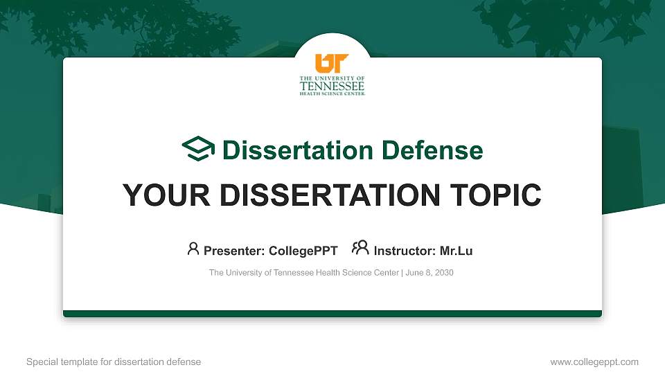 The University of Tennessee Health Science Center Graduation Thesis Defense PPT Template16:9 ratio PPT effect preview image
