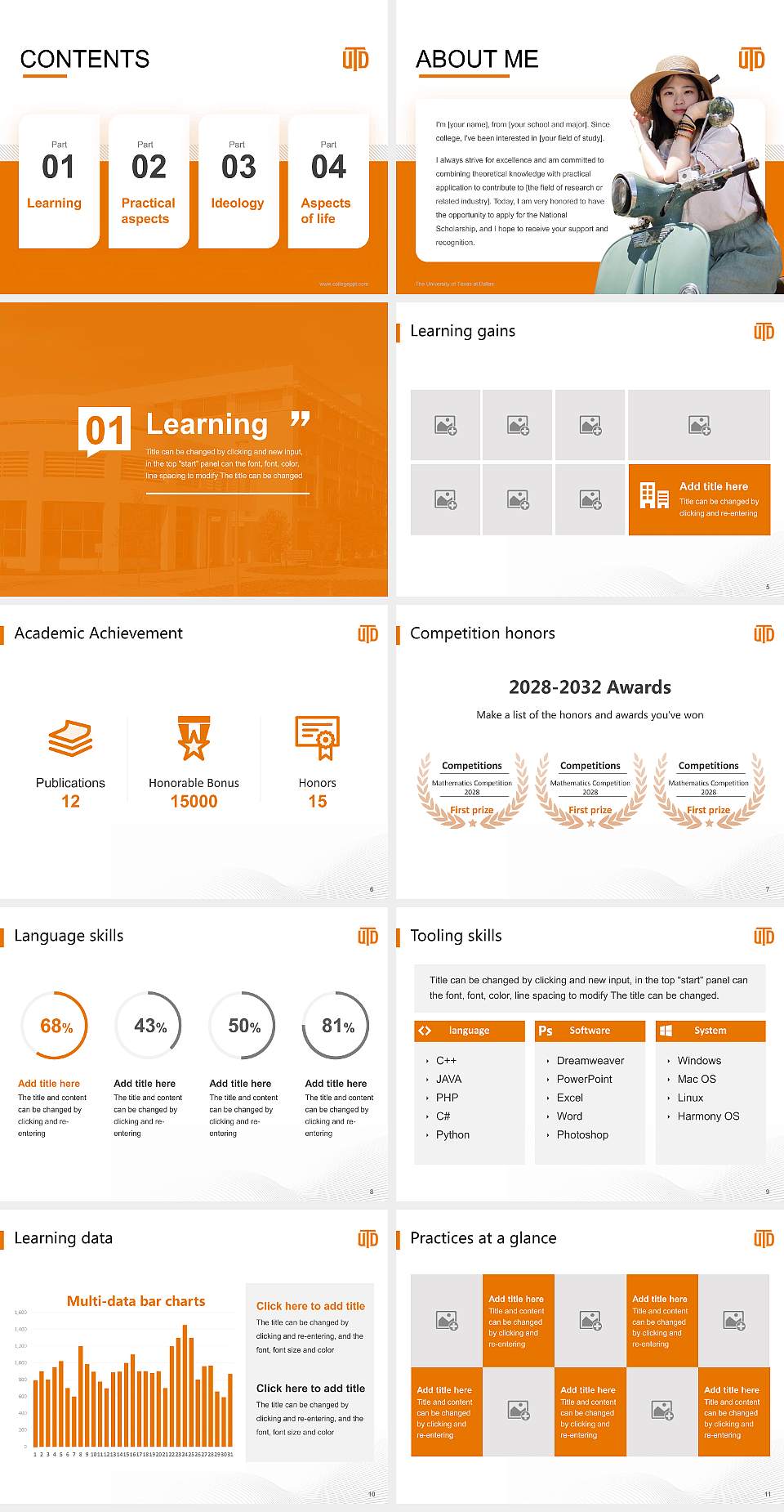 The University of Texas at Dallas National Scholarship Defense PPT Template4:3 ratio PPT effect preview image2