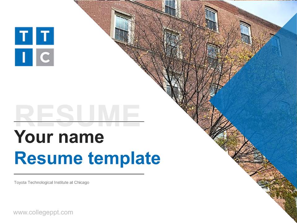 Toyota Technological Institute at Chicago Resume PPT Template4:3 ratio PPT effect preview image5