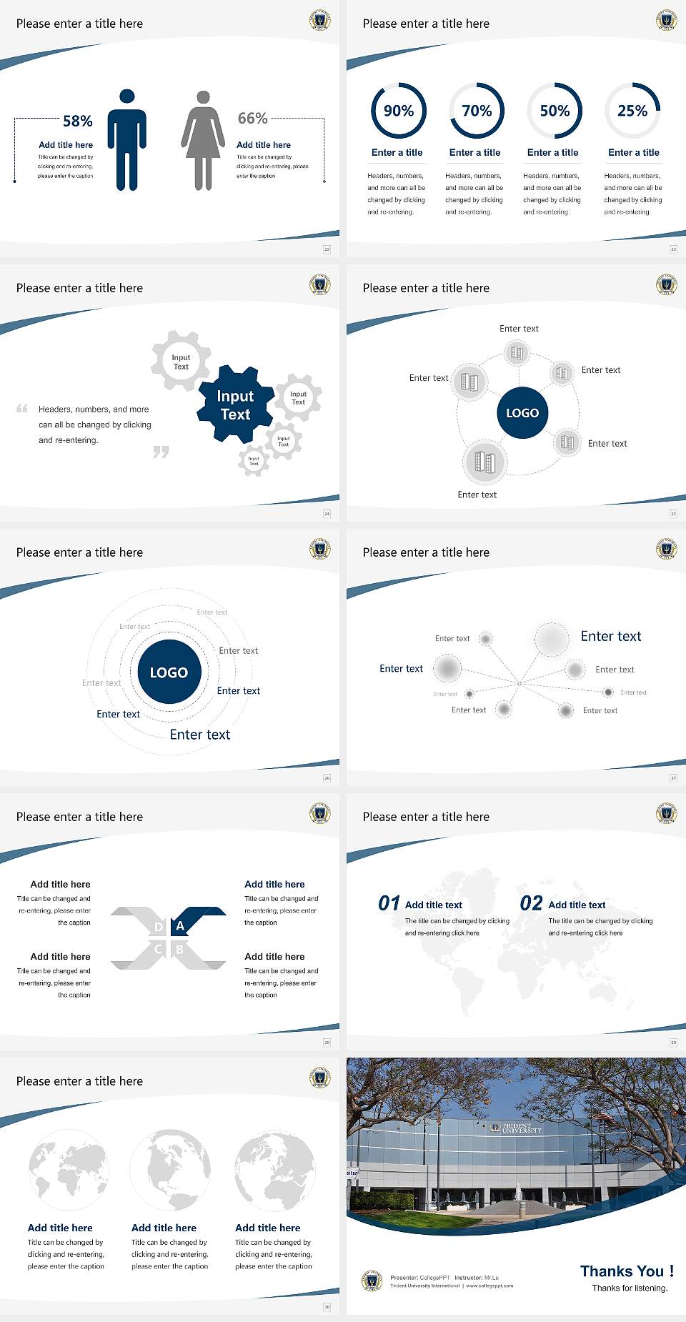 Trident University International Course/Courseware Creation PPT Template4:3 ratio PPT effect preview image4