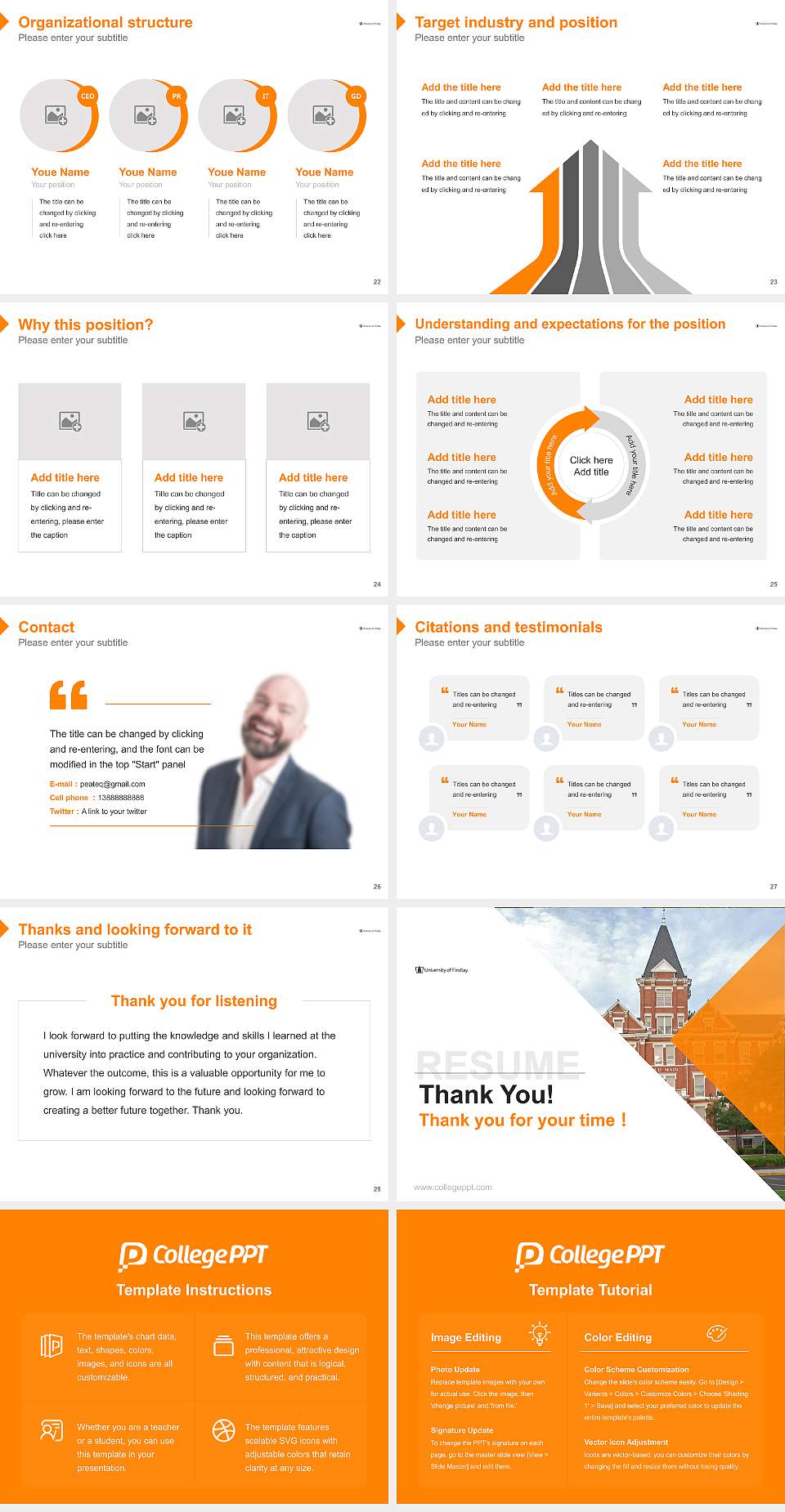 University of Findlay Resume PPT Template4:3 ratio PPT effect preview image4