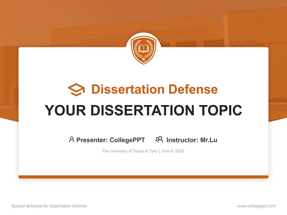The University of Texas at Tyler Graduation Thesis Defense PPT Template4:3 ratio PPT effect preview image7